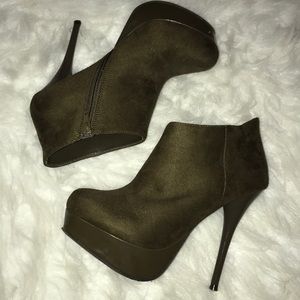 Charlotte Russe Olive Green Heeled Ankle Booties